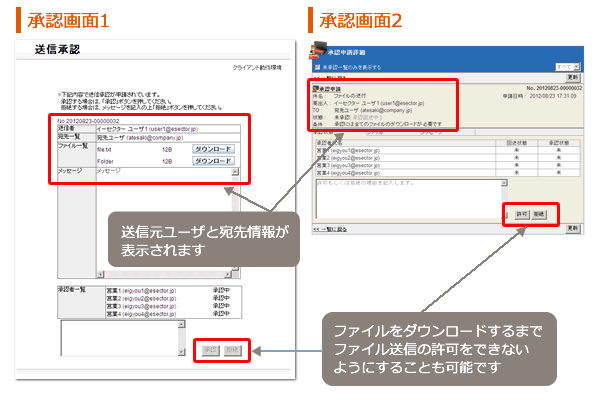 承認画面1　承認画面2